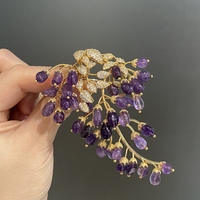 XILIANGFEIZI Broche Fleur Délicate en Cristal Naturel, Design Original de Luxe, Vente Chaude à l'Export, Cadeau Fête des Enseignants