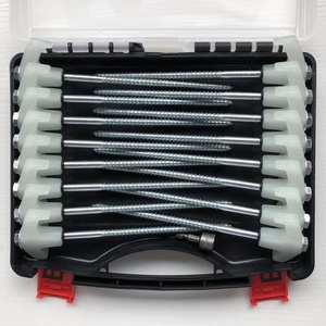 Hot selling screw tent peg steel peg camping peg tent stake with plastic storage box for outdoor camping