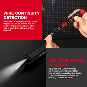 HABOTEST HT92 bas prix électrique AC détecteur de tension testeur stylo LCD affichage son lumière alarme lampe de poche disjoncteur vérificateur - Product Image 5