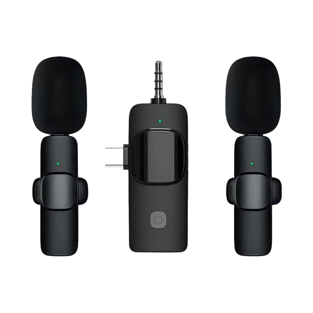 K15 3-in-1 Condenser Microphone 2.4G Wireless Lavalier Type C Connector Noise Cancelling Omni-directional Portable Audio