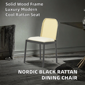 Chaise de salle à manger moderne en bois massif avec siège rembourré, style nordique, gain de place, utilisation intérieure - Product Image 2