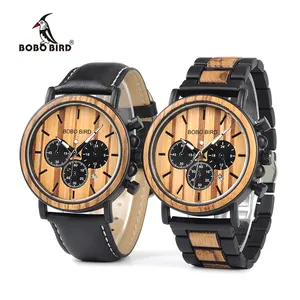 BOBO BIRD Discount Price Men Wrist Watches Automatic Leather Band Zebra wooden watches for men and women