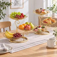 Support à fruits en fer à 3 niveaux, style européen, présentoir à desserts pour la maison, la cuisine, le café