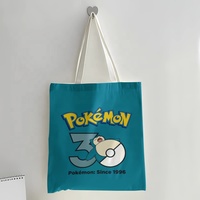 Sac fourre-tout en toile Pikachu imprimé double face coloré, nouvelle collection, thème 30e anniversaire Pokémon, vente en gros