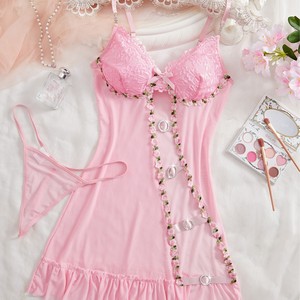 Lingerie sexy, combinaison en dentelle, maille ajourée, volants, vêtements de nuit pour femmes, pour la nuit de noces, dentelle florale - Product Image 3