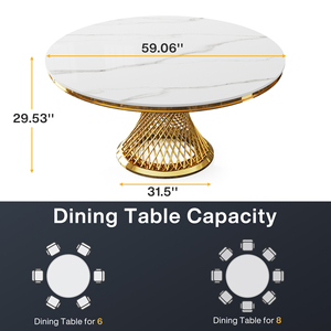 Tribesigns Italian Gold Stainless Steel Leg Dininer <strong>Tables</strong> Modern <strong>Round</strong> Sintered Stone Rock Plate <strong>Table</strong> <strong>Table</strong> - Product Image 6