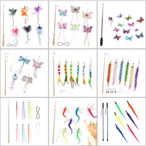 Ensemble de jouets interactifs rétractables pour chat, plusieurs styles avec têtes interchangeables (plumes/insectes/pampilles), personnalisation disponible - Product Image 4