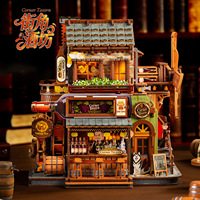 Model Perakitan Mekanik DIY Kedai Sudut Jalan, Model Mainan Rumah Mini DIY Perakitan Buatan Tangan