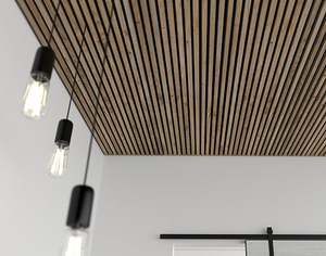 Panneau acoustique en bois Akupanel moderne, panneau décoratif insonorisant avec support en <span class=keywords><strong>feutre</strong></span> PET, panneaux à lattes pour murs et plafonds intérieurs - Product Image 1