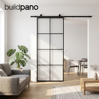Porte coulissante intérieure moderne en aluminium blanc et verre, style grange, pour séparation de pièce (salle de bain, chambre et salon)