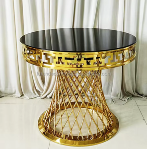 Support à gâteau de mariage rond en acier inoxydable doré, style classique, durable, pour la salle à manger et la décoration - Product Image 1