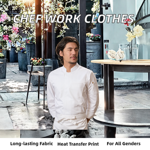 เสื้อเชฟผู้ชาย แขนครึ่งตัว ผ้าโพลีเอสเตอร์/คอตตอน ปักลายโลโก้ตามสั่ง สีดำ สำหรับร้านอาหารตะวันตก ร้านเบเกอรี่ และบาร์ - Product Image 2