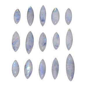 Piedra de luna arcoíris natural, corte marquesa, 15-25 mm, para la elaboración de joyas, parte trasera plana, piedra preciosa pulida, piedra suelta - Product Image 1