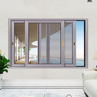 Offre Spéciale à rupture thermique vitrage aluminium encadré porte coulissante en verre fenêtre bas prix aluminium brun couleur fenêtre coulissante
