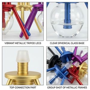 Chicha portable mini droite en verre dépoli moderne avec base en aluminium pour voyage et fêtes en extérieur - Product Image 3