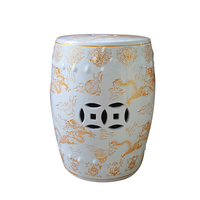 Tabouret tambour en céramique chinoise en gros avec motif de dragon doré, table d'appoint en porcelaine émaillée, modèle à motif de vase émaillé
