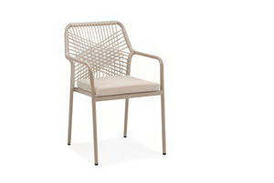 Chaise de salle à manger moderne <span class=keywords><strong>Roger</strong></span> Guernsey en <span class=keywords><strong>pierre</strong></span> frittée, ensemble de salle à manger d'extérieur, dossier en corde tressée, résistant aux intempéries, pour parc et hôtel - Product Image 2