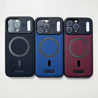 Étui de téléphone portable magnétique antichoc en cuir TPU+PC avec support pour chargement sans fil pour 17 Pro 17ProMax 16 15 14 – 7 couleurs