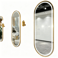 Miroir mural à LED avec bordure dorée élégante, anti-buée, pleine longueur, pour salon de coiffure, chambre à coucher et décoration intérieure