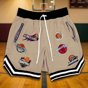 Shorts de sport pour hommes en toile écologique, mi-longs, taille mi-haute, séchage rapide, respirants, imperméables, élastiques, pour la gym, le basketball et la course à pied - Product Image 3