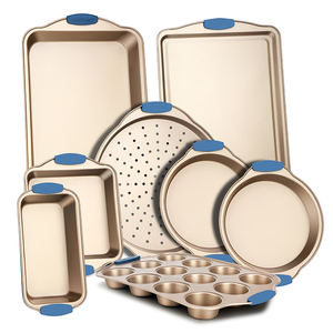 أفضل مبيعات أمازون: طقم أدوات خبز من 8 قطع من الفولاذ الكربوني غير اللاصق مع مقابض سيليكون زرقاء - إكسسوارات مطبخ - Product Image 1