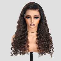 T1B/4 # Wig tanpa lem keriting Burmese besar rambut manusia, Wig depan renda simpul Bleach 7x6, pemisah Gratis serbaguna Max