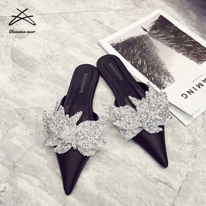 Zapatillas de Mujer Nuevas de Primavera 2022, Mules con Punta Puntiaguda, Zapatos Planos Casuales para Mujer, Sandalias Deslizantes - Product Image 3