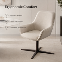 Chaise de salle à manger pivotante haut de gamme, dossier haut, revêtement tissé crème, pivotement à 360° °   Base rotative en forme d'étoile pour hôtel et restaurant