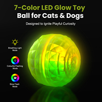 TIZE Nouveauté - Jouet interactif pour animaux de compagnie en silicone de qualité alimentaire rechargeable, lumineux dans le noir, étanche IPx7, balle pour chien avec lumière LED RGB