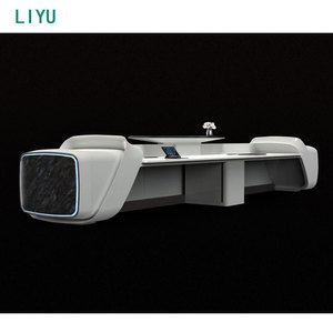 Escritorio de recepción pintado de MDF moderno Liyu, muebles de edificio de oficinas personalizados para Hotel, Hospital, salón, barra delantera, recepción - Product Image 3