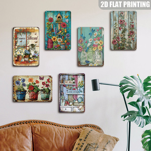 Letrero Metálico con Diseño de Gato y Flor, Estilo Rústico Vintage, Decoración de Pared para el Hogar y <span class=keywords><strong>la</strong></span> Casa de Campo - Product Image 5