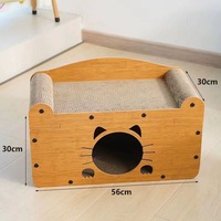Maison et Lit pour Chat en Carton, Conception à 2 Niveaux, Griffoir Durable, Empêche les Dommages aux Meubles pour Chats et Chatons