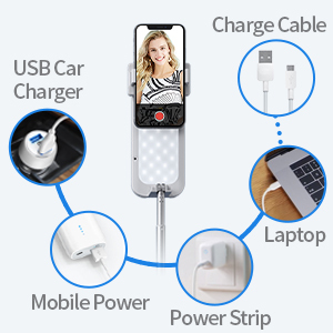 Tragbares Overhead-LED-Ringlicht <span class=keywords><strong>Content</strong></span> Creator Kit mit einstellbarer Farbtemperatur, Stativ, Tablet-Bodenständer für Smartphones - Product Image 5