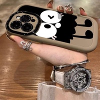 Dessin animé bouffée Big Eye Briquettes pour iPhone 14/15/11ProMax Oppo/Honor 200/Viv XR étuis pour téléphone portable TPU galvanoplastie poignée de téléphone