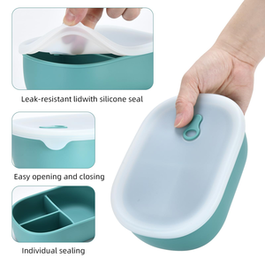 Reusable Bento <b>Box</b> with <b>Removable</b> Divider Portable School Lunch <b>Box</b> with Band Picnic Snack Container Plastic Food Storage <b>Box</b> - Product Image 2