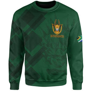 Sweat-shirt de rugby des Springboks d'Afrique du Sud, imprimé drapeau et emblème de l'équipe nationale « Bokke for the Brave », col rond vert - Product Image 1