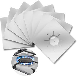 Set de 4 pièces argentées pour cuisinière à gaz Coussin de protection anti-salissure et anti-huile Tampon de nettoyage Protecteur de cuisinière - Product Image 1