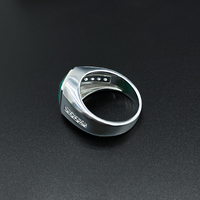 Bague Homme Personnalisée en Argent Sterling S925, Pierre Précieuse de Couleur, Émeraude CZ Zircon, Vente en Gros