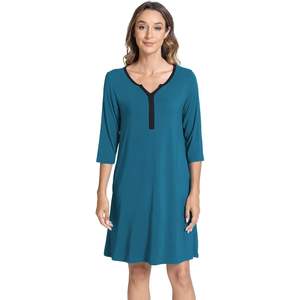 Camisón de Manga Corta de Viscosa de Bambú y Modal Tencel Premium para Mujer, Ropa de Dormir Suave con Cuello en V, Conjuntos de Pijamas para Mujer - Product Image 1