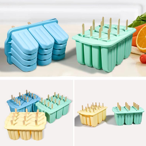 High Quality 12 Cavity Silicone Ice Cream <strong>Mold</strong> with Shell Shape Folding and DIY Lid <strong>Wholesale</strong> Reusable Juice Popsicle <strong>Mold</strong> - Product Image 1