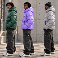 Veste d'hiver matelassée à capuche personnalisée par le fabricant, style streetwear, rembourrée, à fermeture éclair, courte, monochrome, en duvet, pour hommes