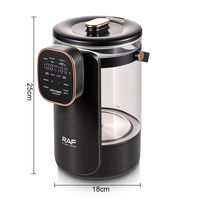 Bouilloire électrique RAF avec corps en verre borosilicate de 3,5 L, 1000 W, ébullition rapide, double affichage de la température et contrôle de la chaleur réglable