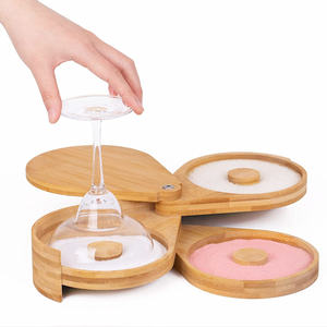 Vente en gros de fournitures de cuisine de style moderne Station de rimming pour cocktails <span class=keywords><strong>Plateau</strong></span> en bambou à 3 couches avec louche pour sel et sucre pour cocktails - Product Image 4