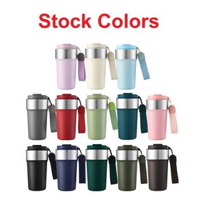 Business Eco-Friendly 17Oz/510Ml Stainless Steel Vacuum Insulated Travel Coffee Tumbler Mug Cup With <b>Rope</b> Strap for Office Use - Product Image 6