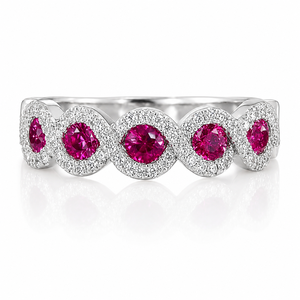 Anello da donna con fascia in pietra scintillante verde e rossa, stile pavé, elegante, alla moda, gioiello da indossare tutti i giorni - Product Image 2
