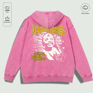 Sudadera con Capucha 100% Algodón Lavado con Estampado Gráfico 'Hellness No <span class=keywords><strong>Fear</strong></span> at All Beyond Self', Varios Colores - Product Image 5