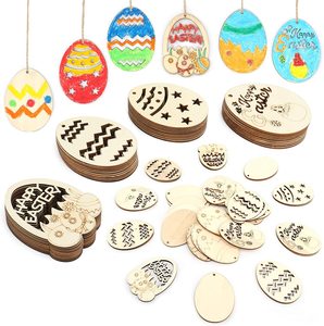Adornos de madera para huevos de Pascua DAMAI, decoraciones colgantes para colorear, para fiestas y decoración del hogar. - Product Image 5