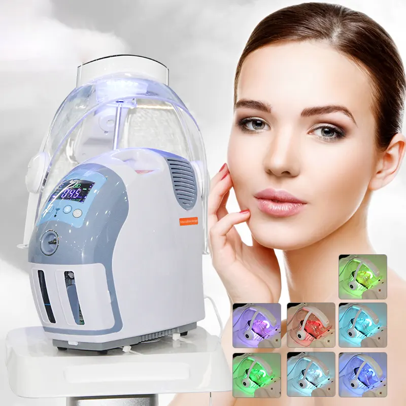 Spa portátil Uso Fototerapia de oxígeno 7 luces Domo Hydra Máquina de oxígeno facial Piel Máquina facial de oxígeno hiperbárico