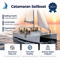 Dookyu Yacht à Voile en Aluminium de 40 pieds, Catamaran Certifié CE pour le Tourisme Côtière, les Visites des Îles, les Traversées Lacustres, Loisirs de Luxe