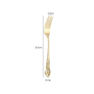 Set di posate in acciaio inox corte reale con manico antico monouso cucchiai d'oro argenteria per matrimoni ed eventi - Product Image 3